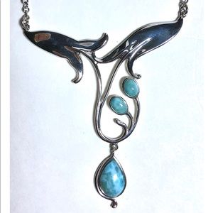 Larimar Floral Art Nouveau Sterling Necklace